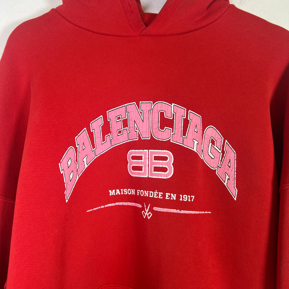 Balenciaga Red Maison Fondee 1917 Wide Fit Hoodie Size 2