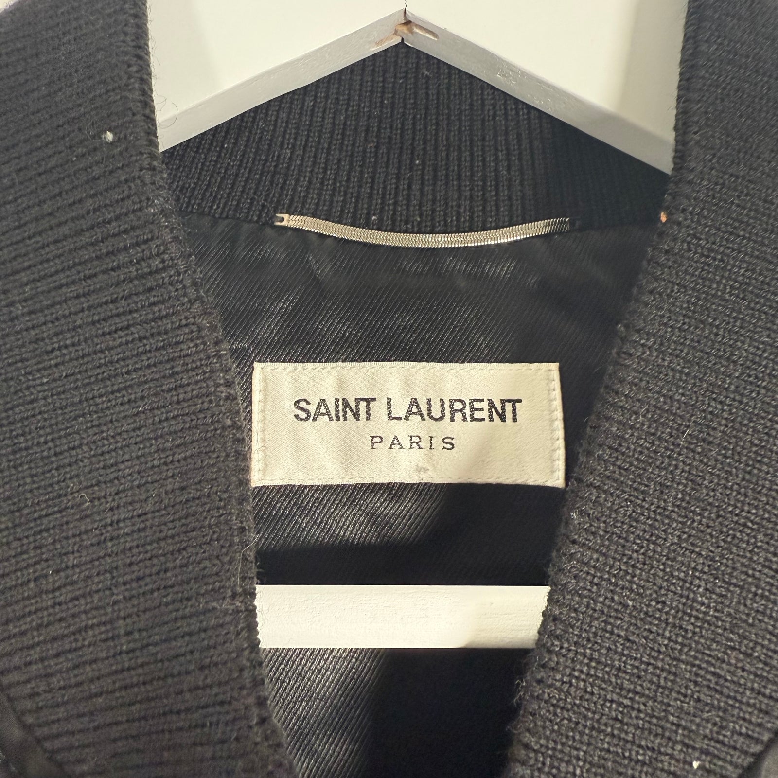 Saint Laurent Embroidered 'YSL' Logo Satin Jacket Size M