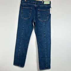 Off-White Blue Gothic Embroidered Slim Fit Jeans Size 36