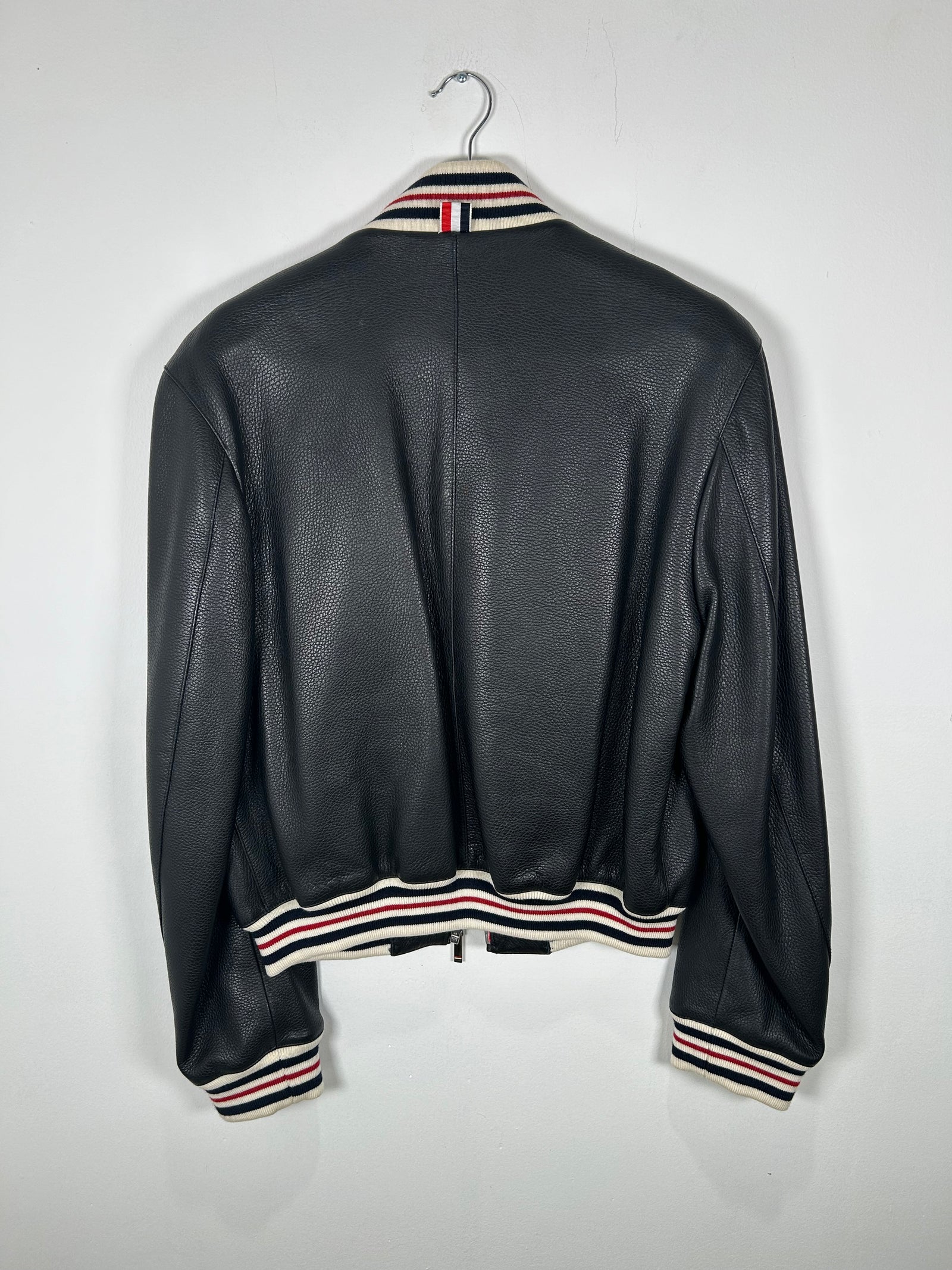 Thom Browne Deerskin Leather Varsity Jacket Size 1