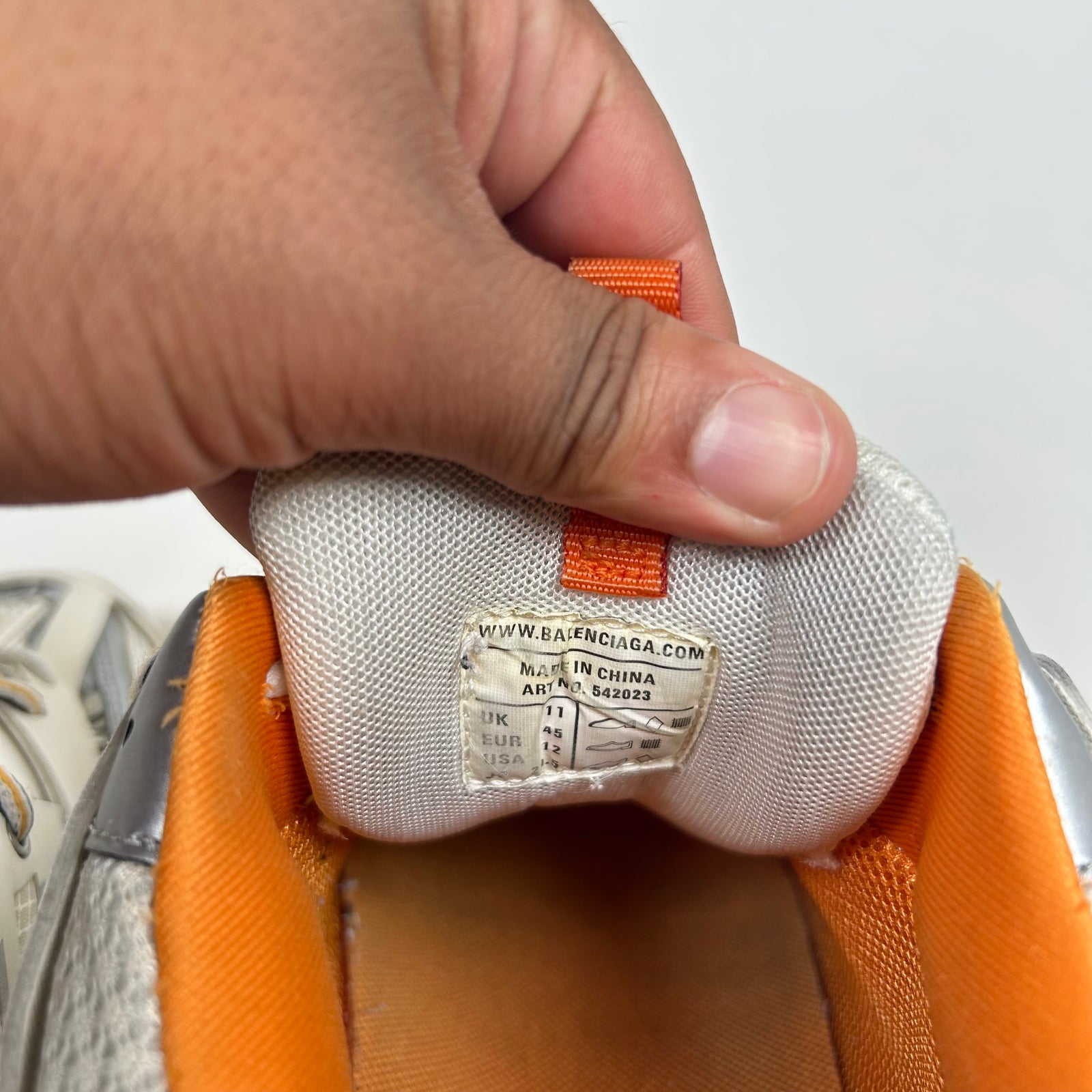 Balenciaga White/Orange Track Sneakers Size 45
