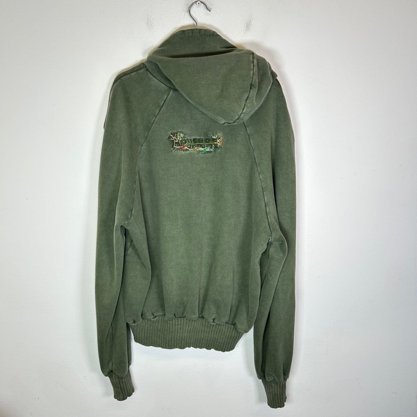 House Of Errors Washed Green Embroidered Hoodie