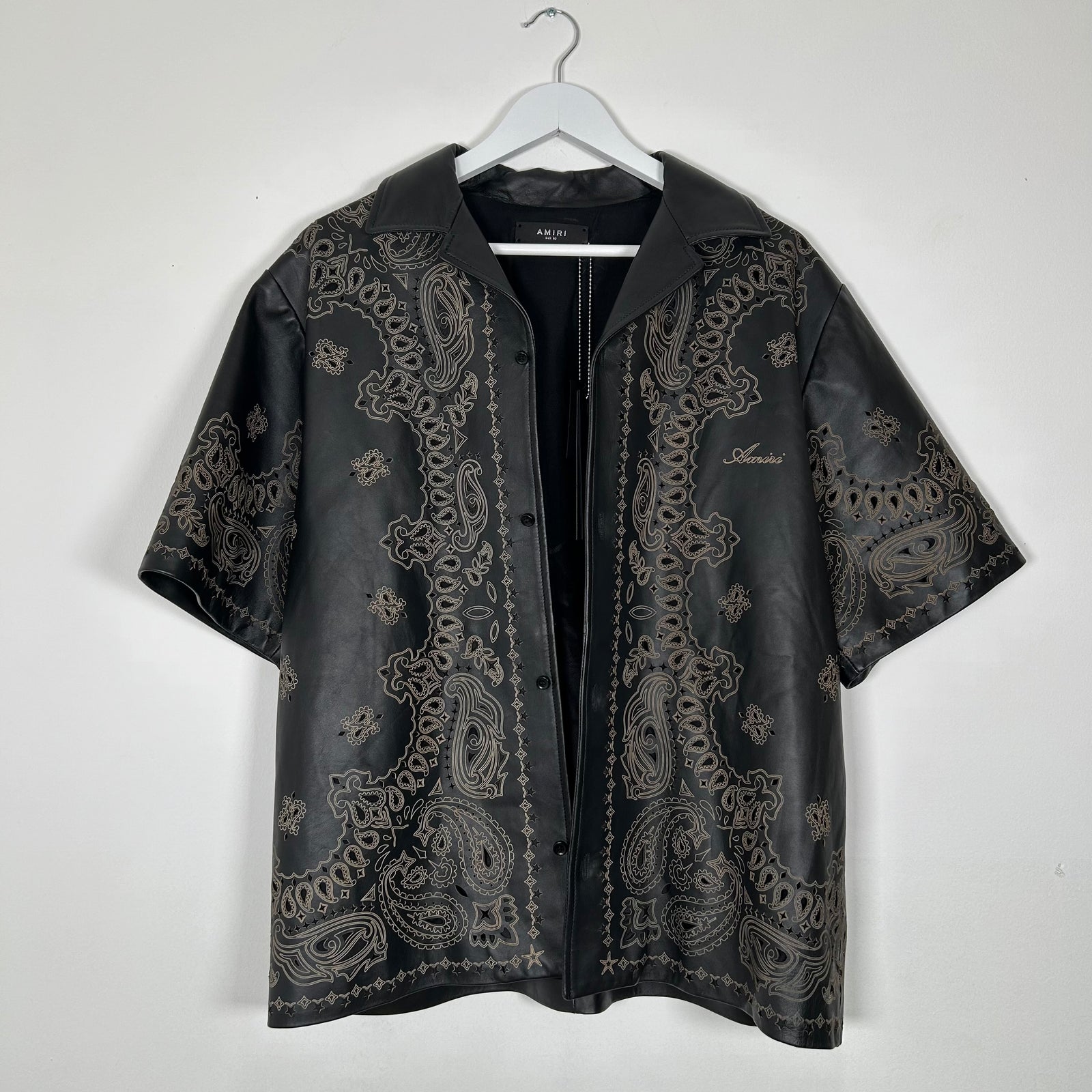 Amiri Laser Cut Western Leather Button Up Size L