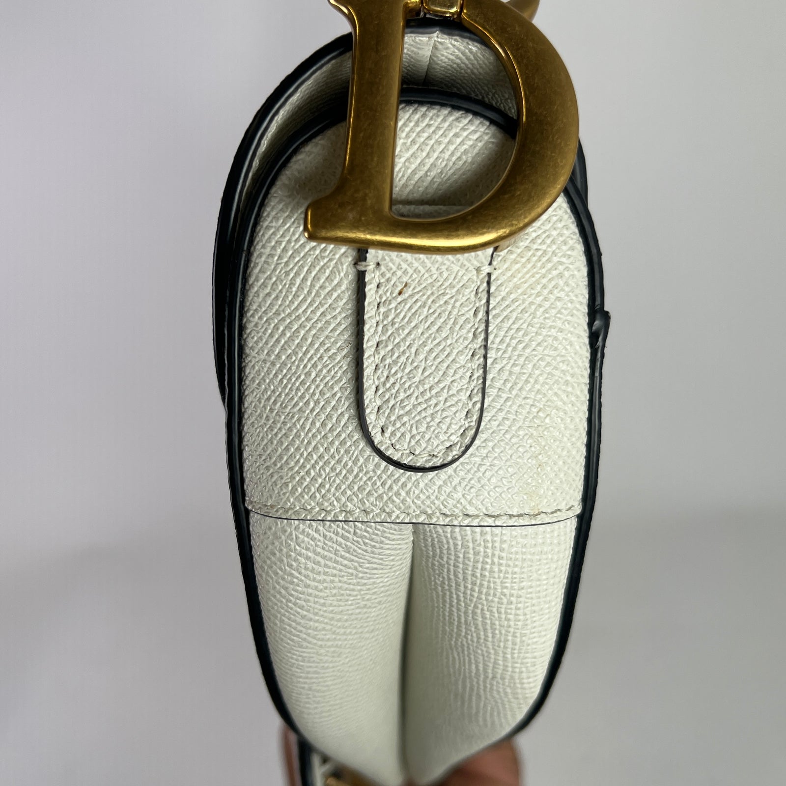 Dior Latte Grained Calfskin Medium Saddle Bag