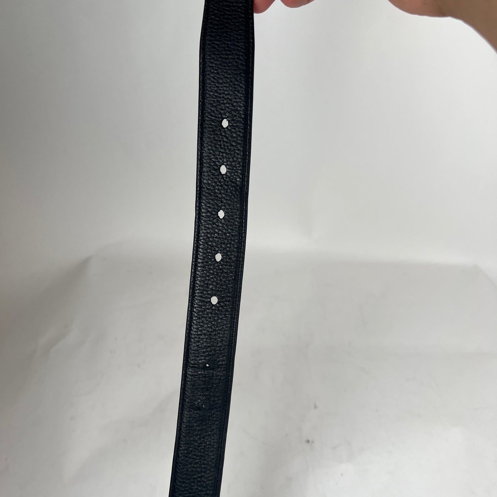 Saint Laurent Black YSL Logo Grained Leather 1 Inch Belt Size 100