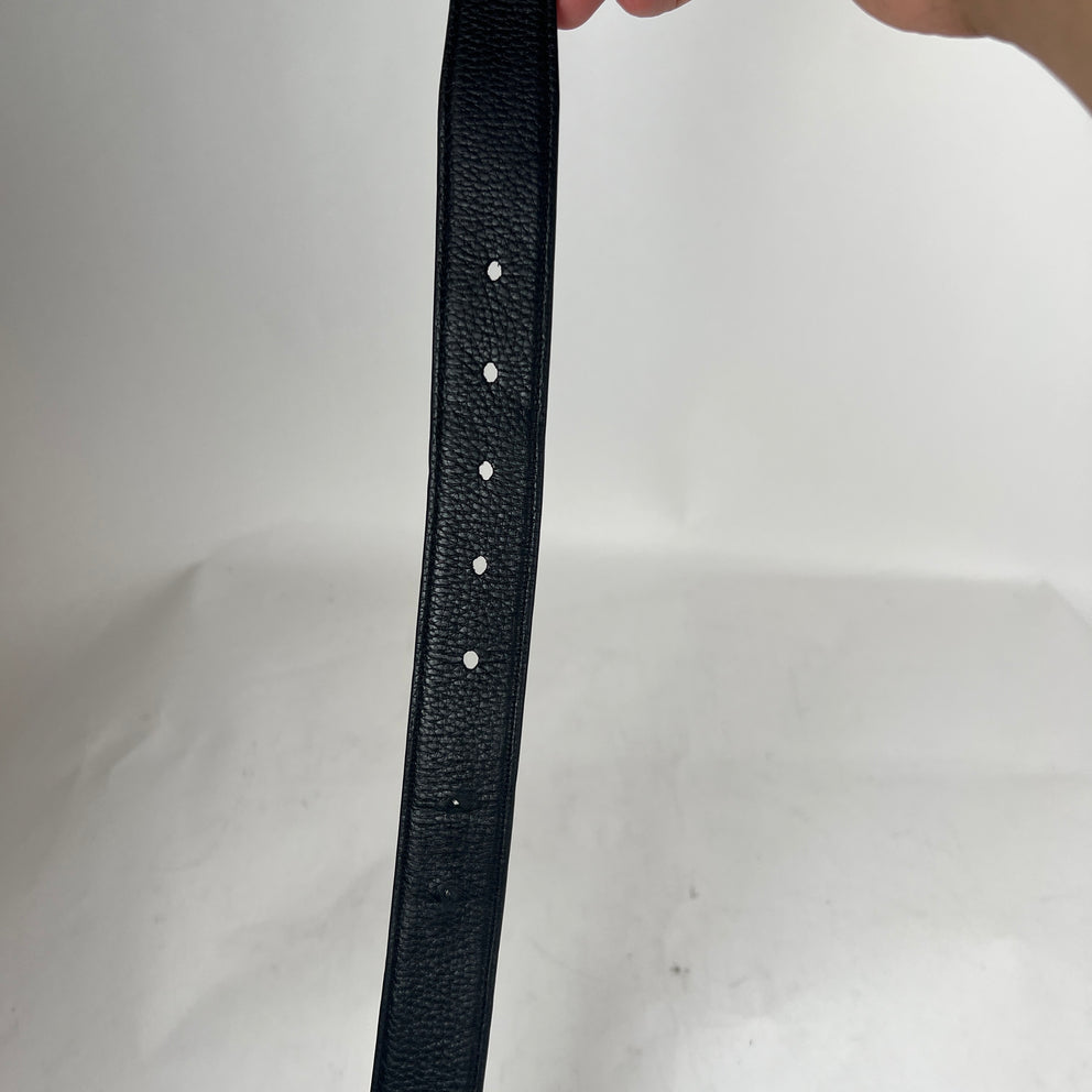 Saint Laurent Black YSL Logo Grained Leather 1 Inch Belt Size 100