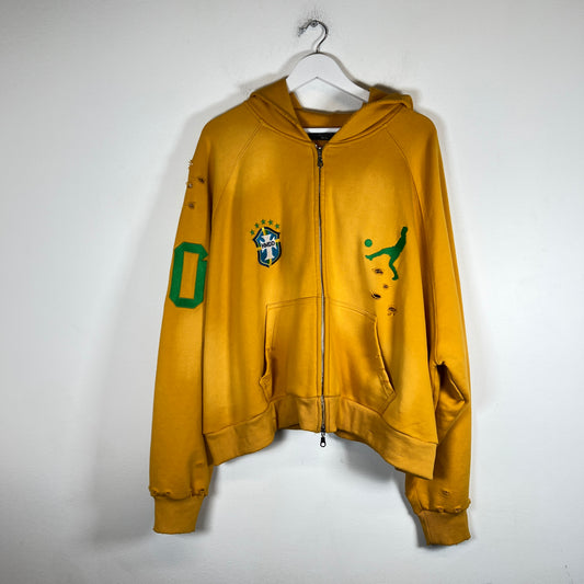 HMDD Rio Gold Brazil Zip-Up Hoodie Size L