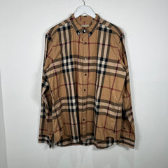 Burberry Brit Plaid Print Button-Up Dress Shirt Size XL