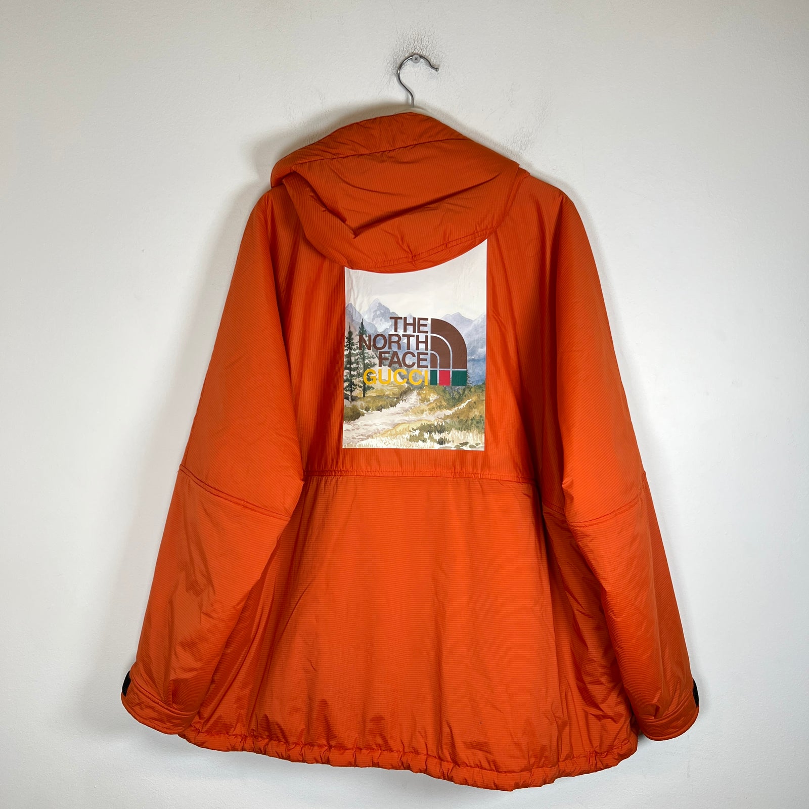 Gucci x The North Face Orange Half Zip Anorak Puffer Jacket Size XL
