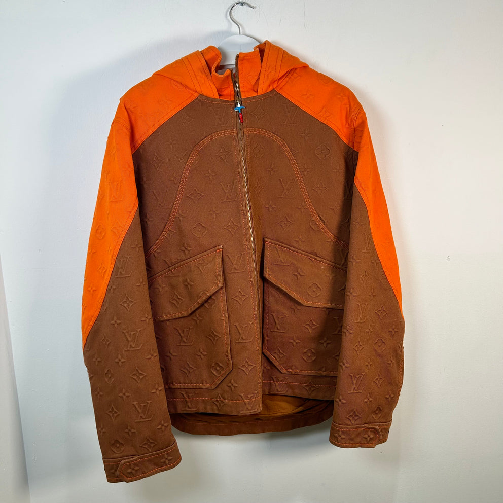 Louis Vuitton Monogram Orange Carpenter Hooded Jacket Size 46