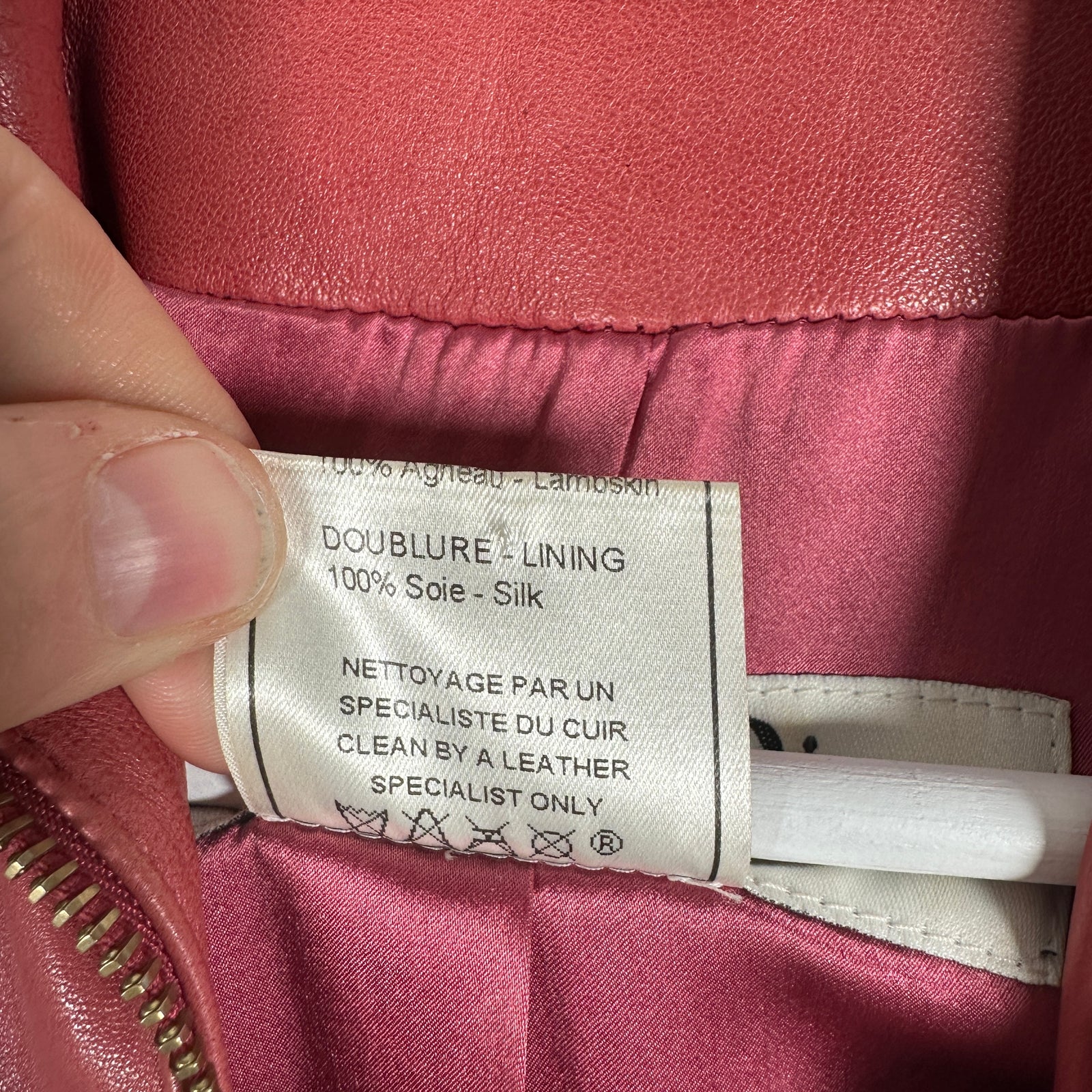 Christian Dior Pink Leather Biker Jacket Size 6