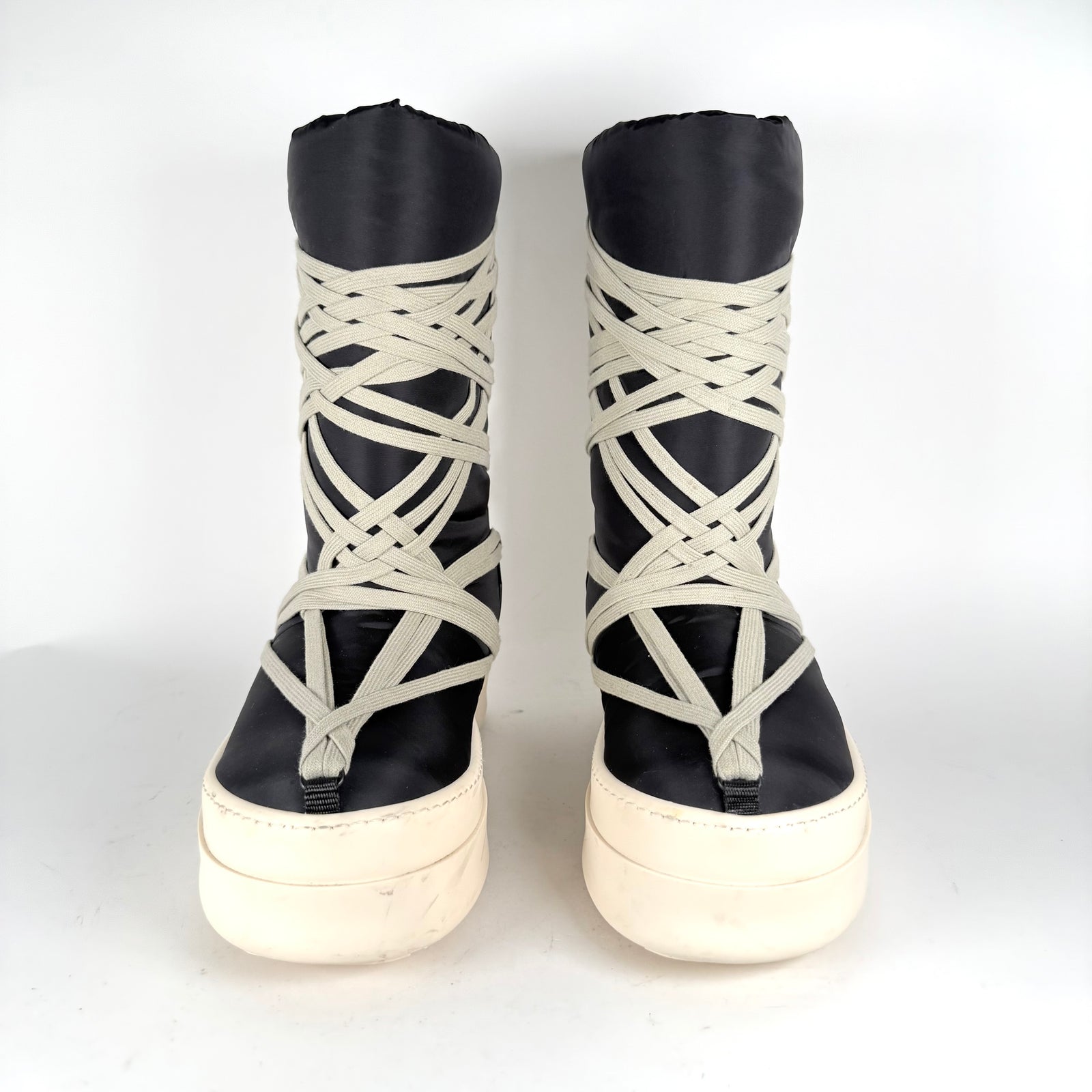 Rick Owens x Moncler Big Rock Megalace Black Boots Size 42