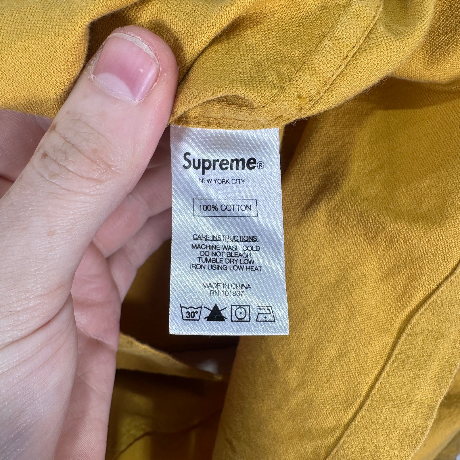 Supreme Yellow Zip-Up Shirt Size L