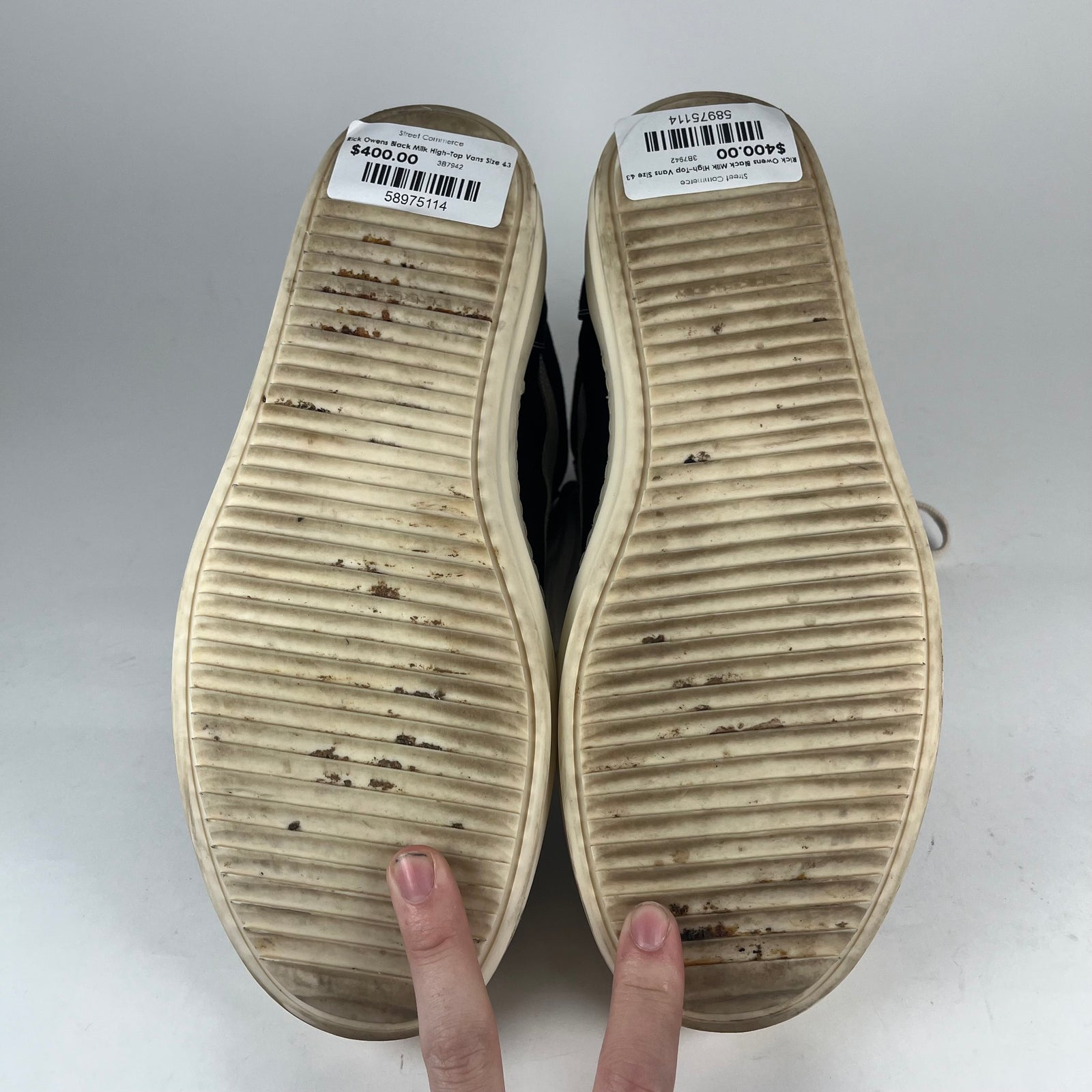 Rick Owens Black Milk High-Top Vans Size 43