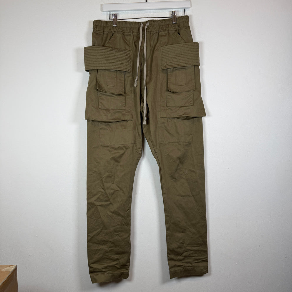 Rick Owens Drkshdw Olive Canvas Creatch Cargo Pants Size M
