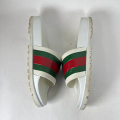 Gucci White Web Rubber Sandals Size GG 9