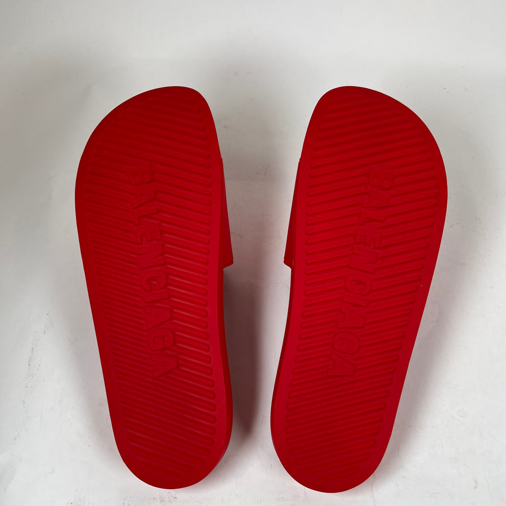 Balenciaga Red Rubber Pool Slide Size 46