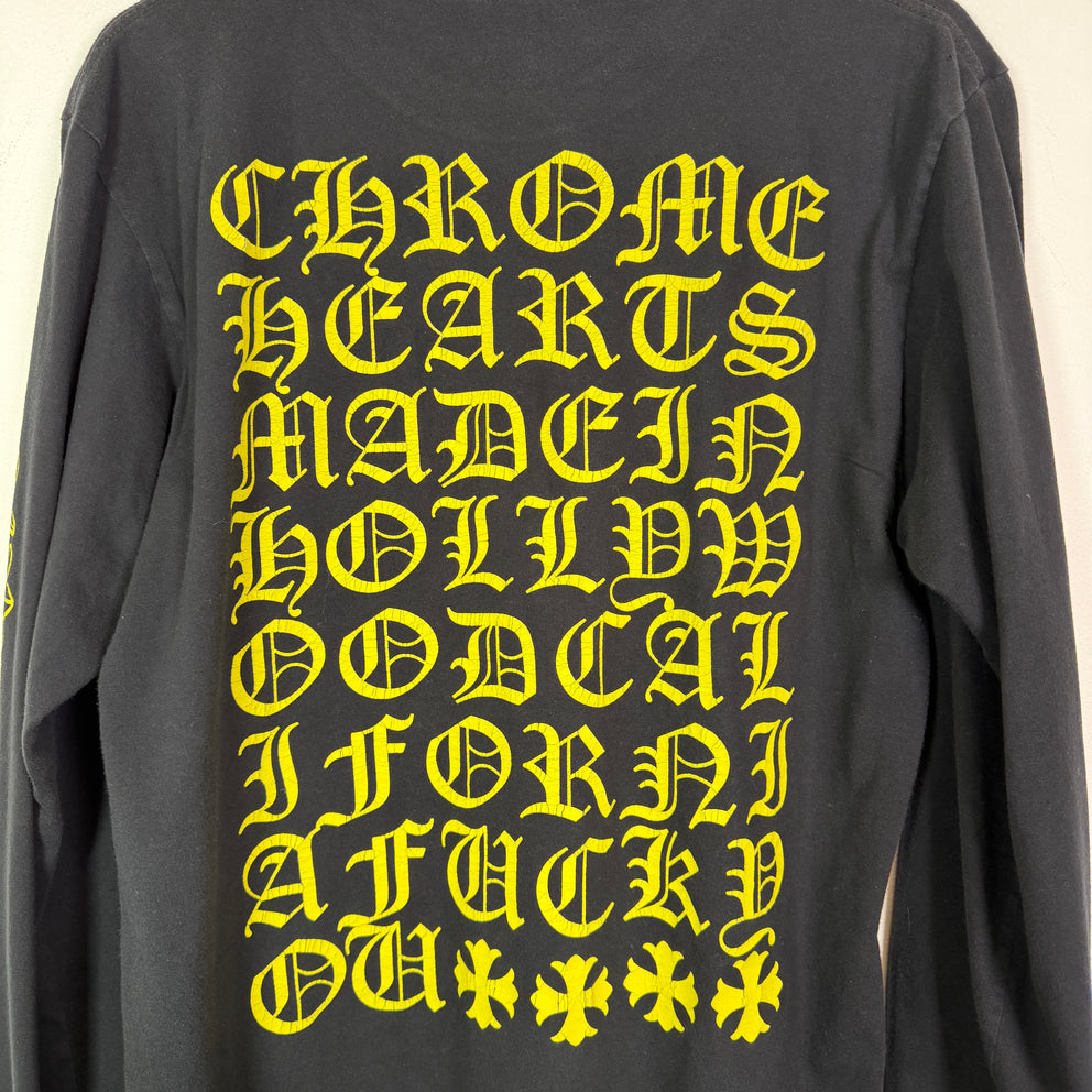 Chrome Hearts Black/Yellow Made In Hollywood Long-Sleeve Shirt Size M