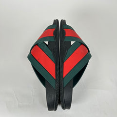 Gucci Black Web Rubber Sandals Size GG 8