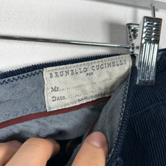 Brunello Cucinelli Blue Corduroy Cargo Pants Size 34