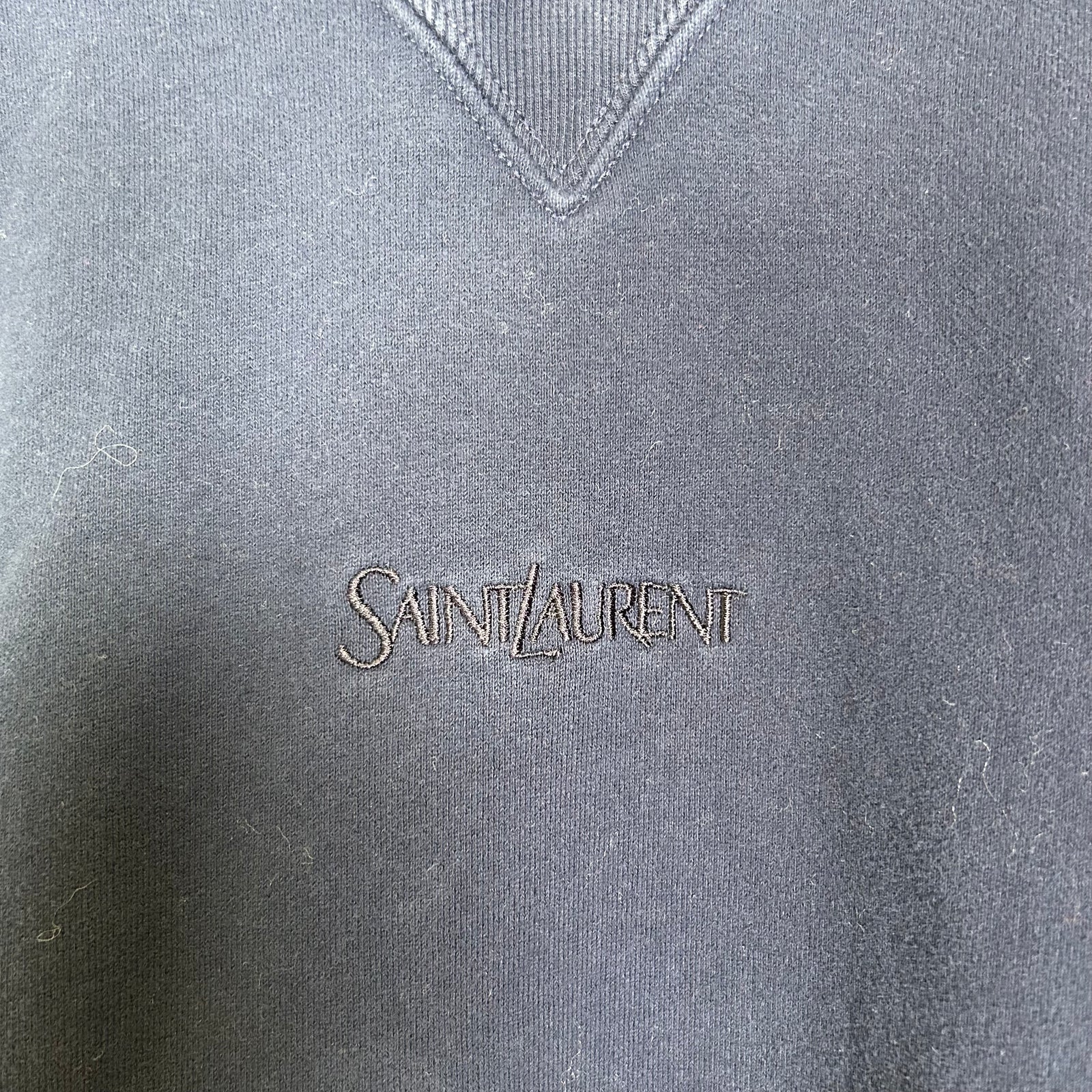 Saint Laurent Navy Logo Tapered Hoodie