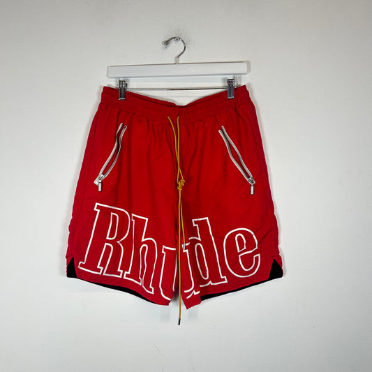 Rhude Red Logo Nylon Shorts Size XXL