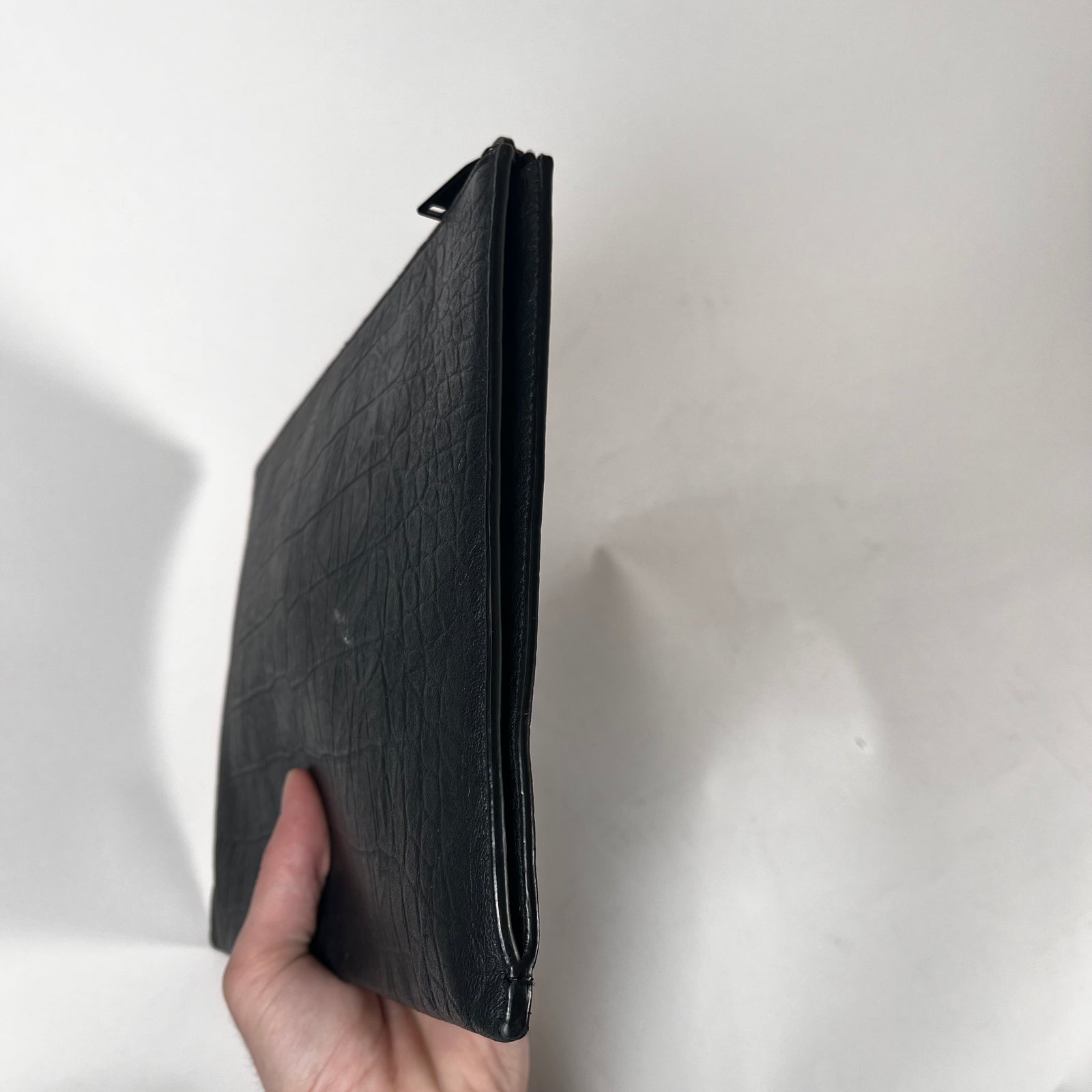 Saint Laurent Croc-Embossed Zipped Pouch