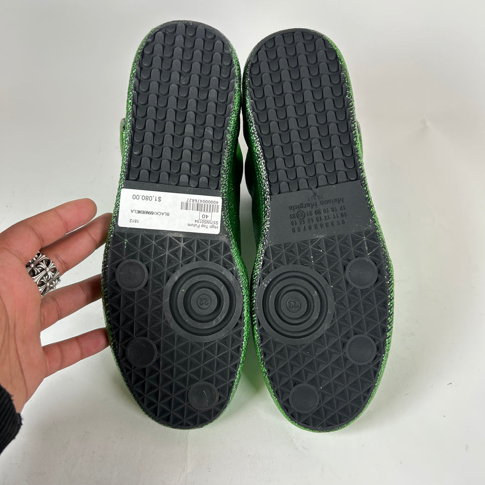 Maison Margiela Green Glitter Gradient High-Top Futures Size 41