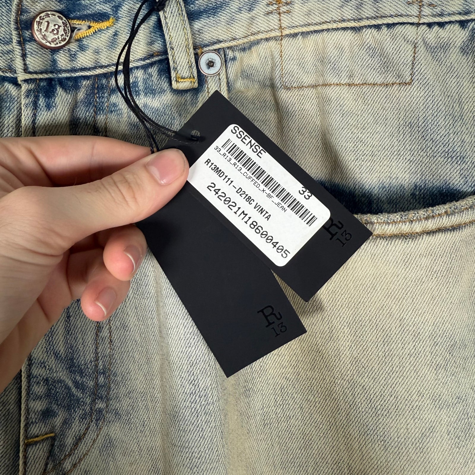 R13 Light Wash Jeans Size 33