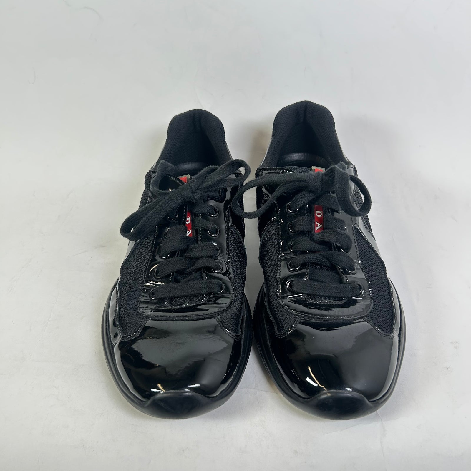 Prada Triple Black Patent Leather America Cups Size 7