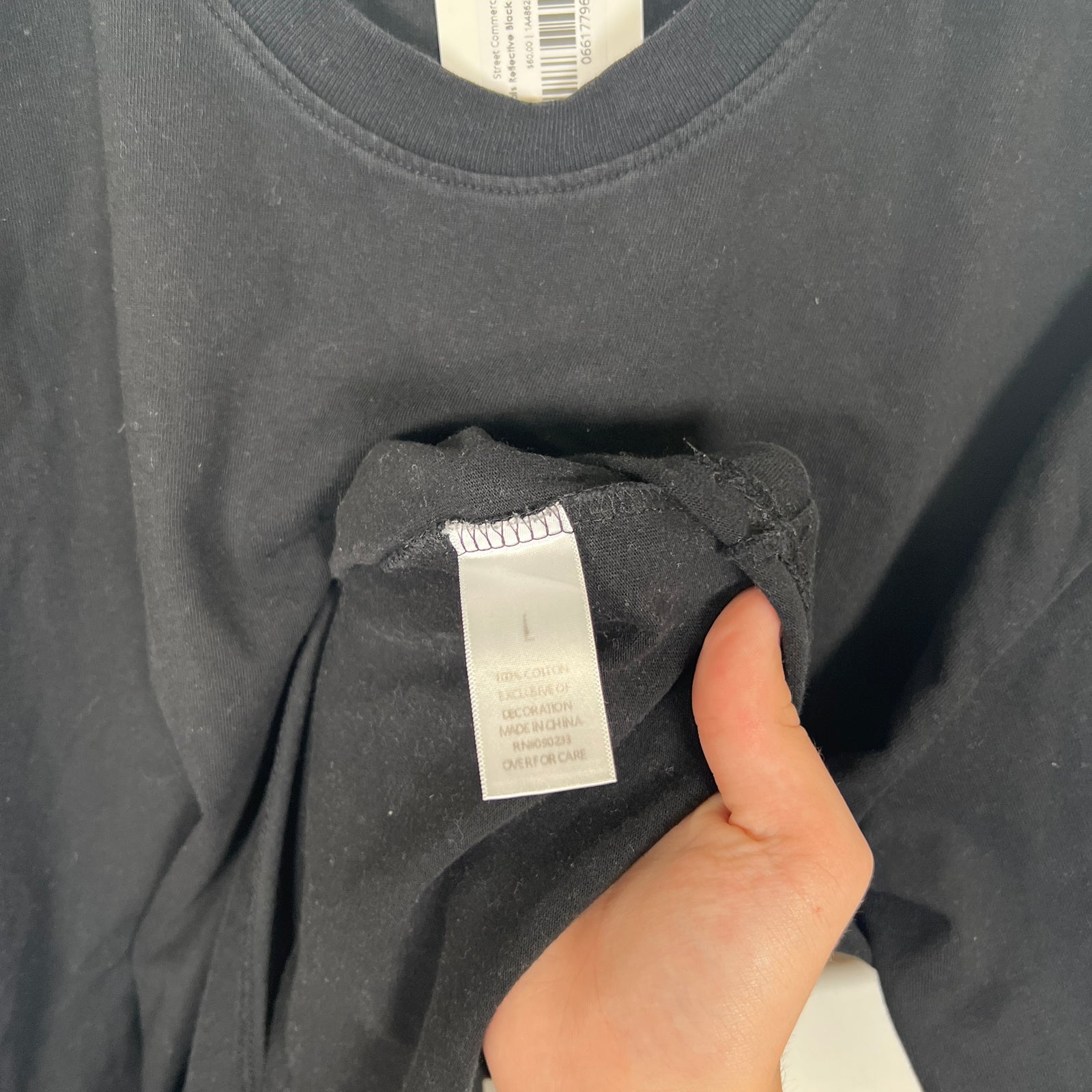 Essentials Reflective Black T-Shirt Size L