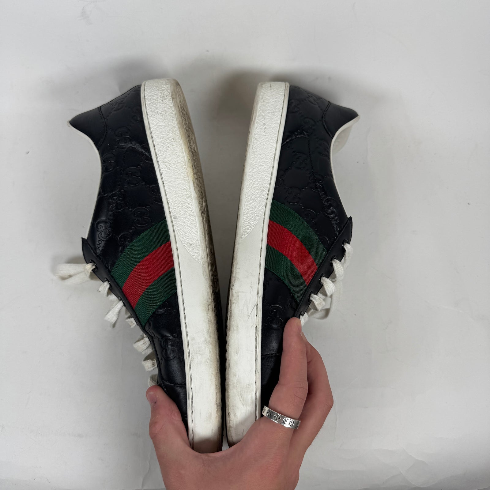 Gucci Black GG Embossed Ace Sneaker Size GG 12