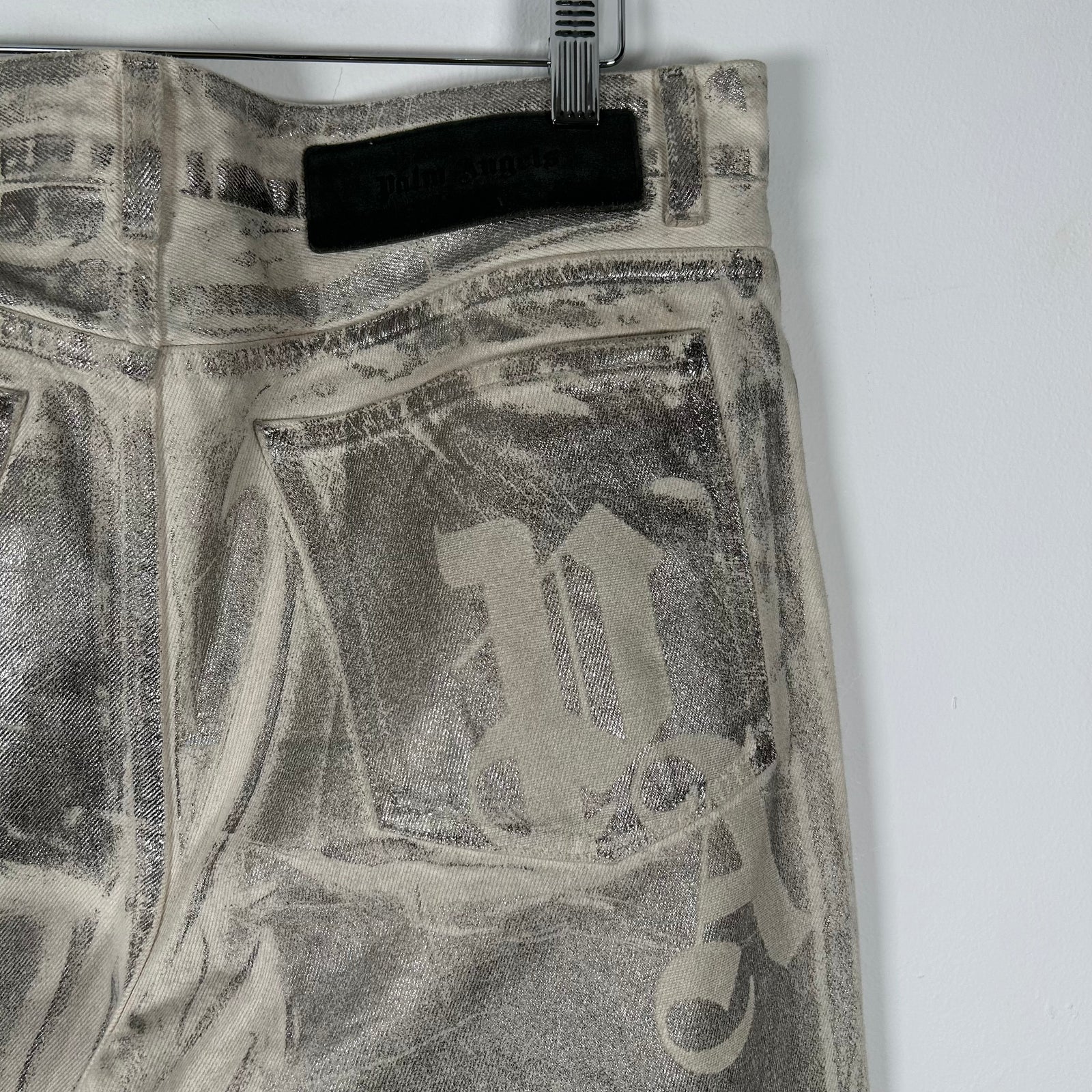 Palm Angels Waxed Metallic Jeans Size 32