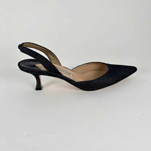 Manolo Denim Sling Backs Size 40.5