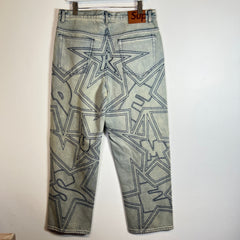 Supreme Star Topstitch Baggy Lightwash Jeans Size 32