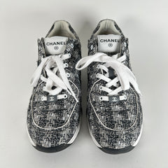 Chanel Tweed Technical Knit Interlocking CC Trainer Size 45