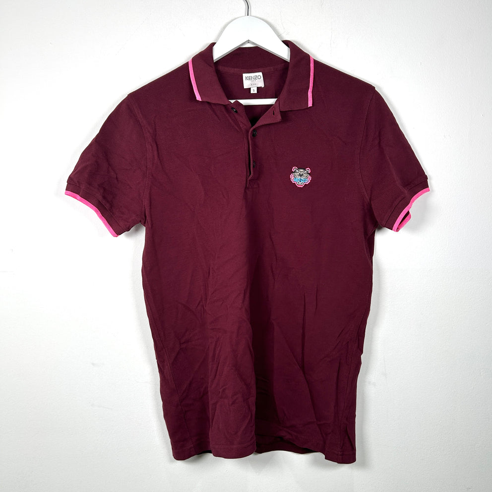 Kenzo Maroon Patch Logo Polo SIze S