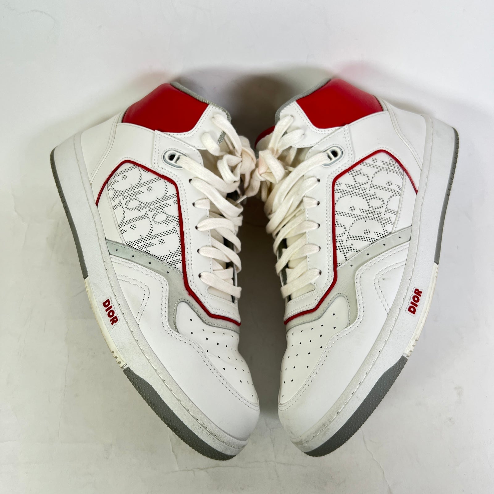 Dior B27 White/Red Oblique Uptown Mid-Top Sneaker Size 45