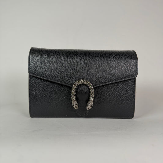 Gucci Black Leather Dionysus Wallet On Chain Bag