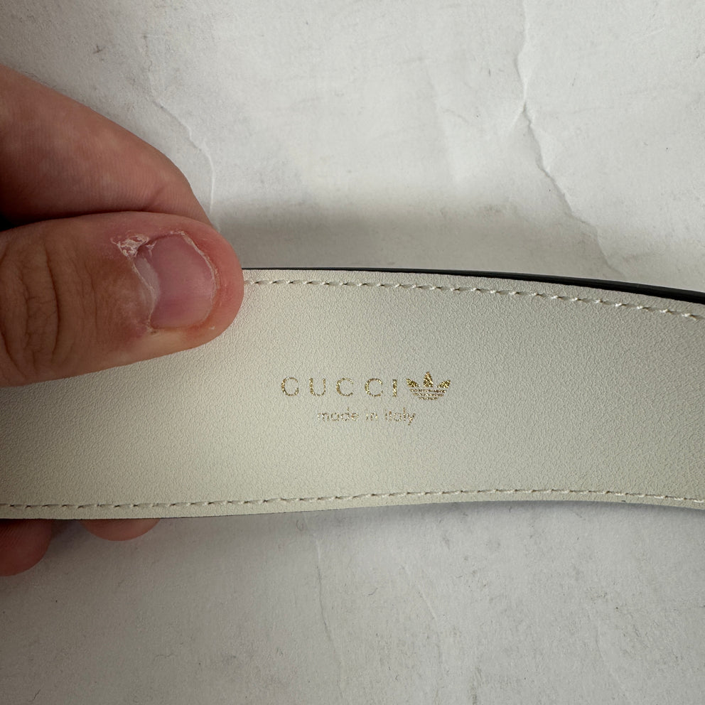 Gucci x Adidas White Leather Belt Size 85