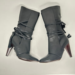 Chanel Black Leather Tassel Boots Size 39