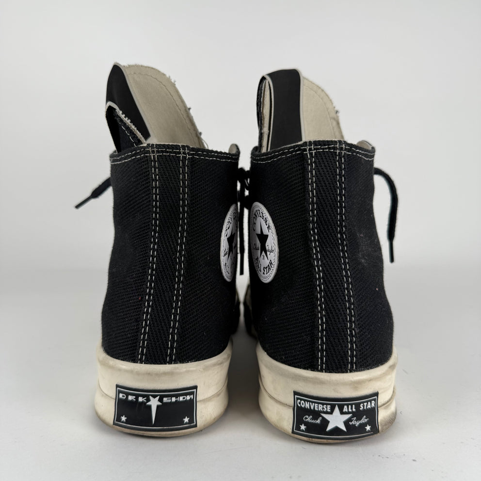 Rick Owens DrkShdw 'Drkstar' Black Hightop Converse Size 9