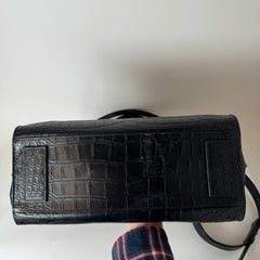 Saint Laurent Black Crocodile Embossed Large Tote Bag