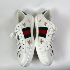 Gucci White Bees & Stars Embroidered Ace Sneaker Size GG 9.5