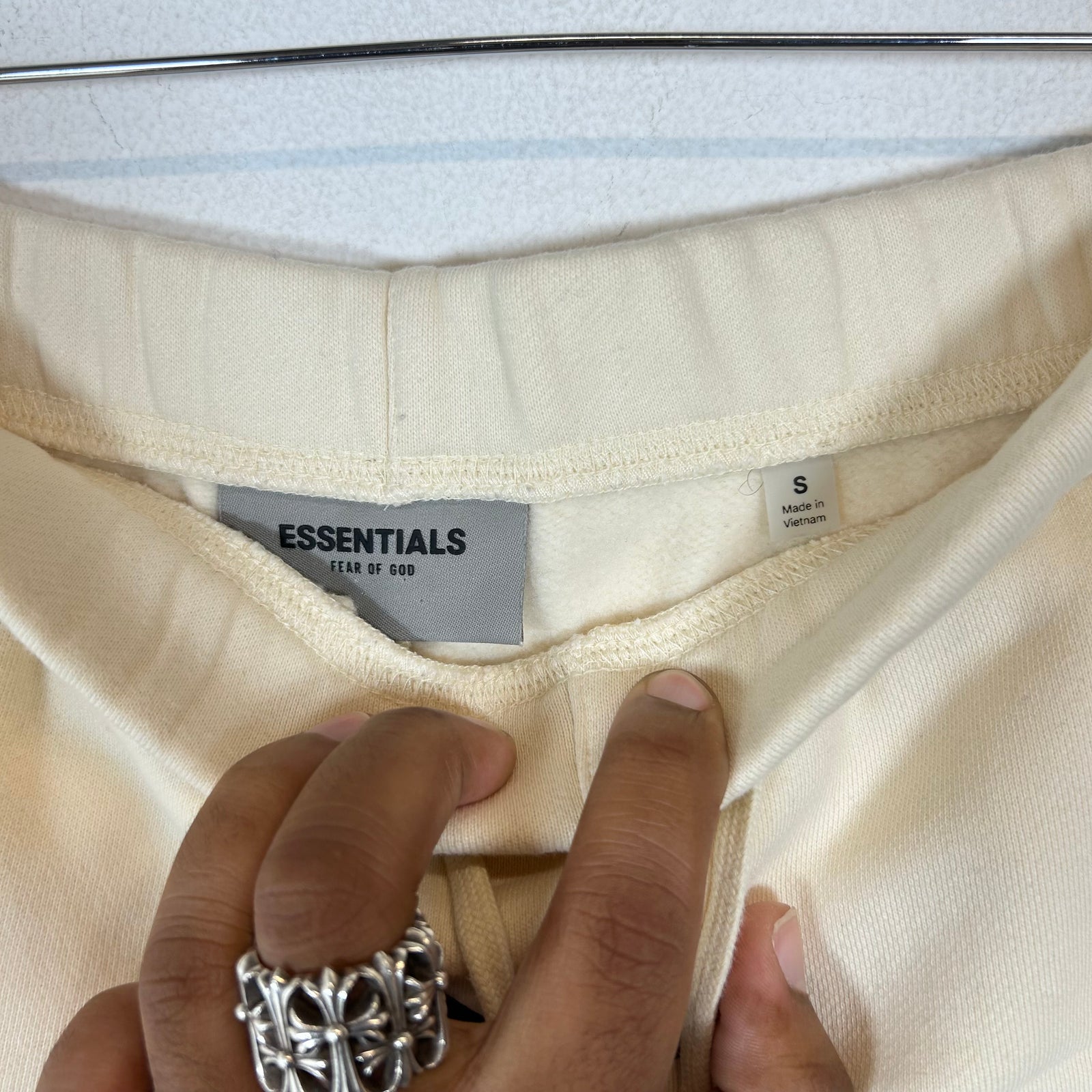 Essentials Cream Logo Sweat Shorts Size S
