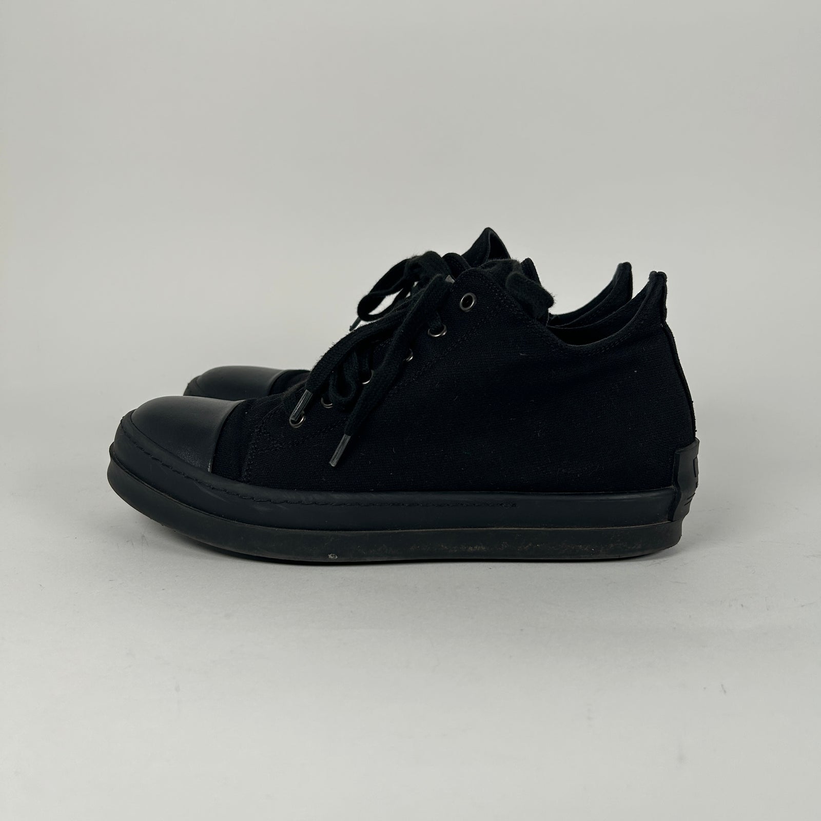 Rick Owens Triple Black Low-Top Ramones Size 7.5
