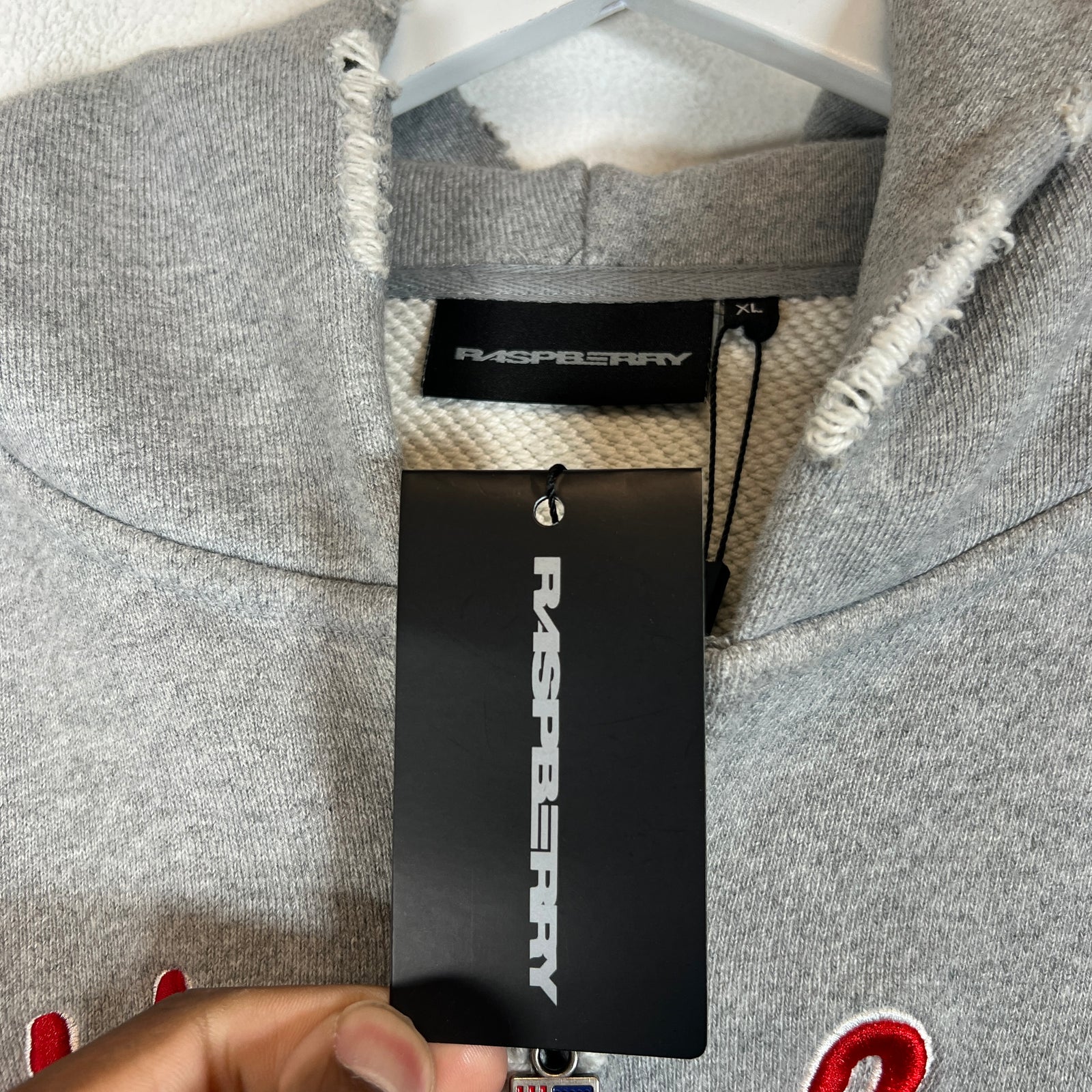 Gv Gallery Grey Raspberry Hills Script Logo Zip-Up Hoodie Size XL