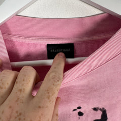 Balenciaga Pink 'Hand Drawn' Logo Sweatshirt Size S