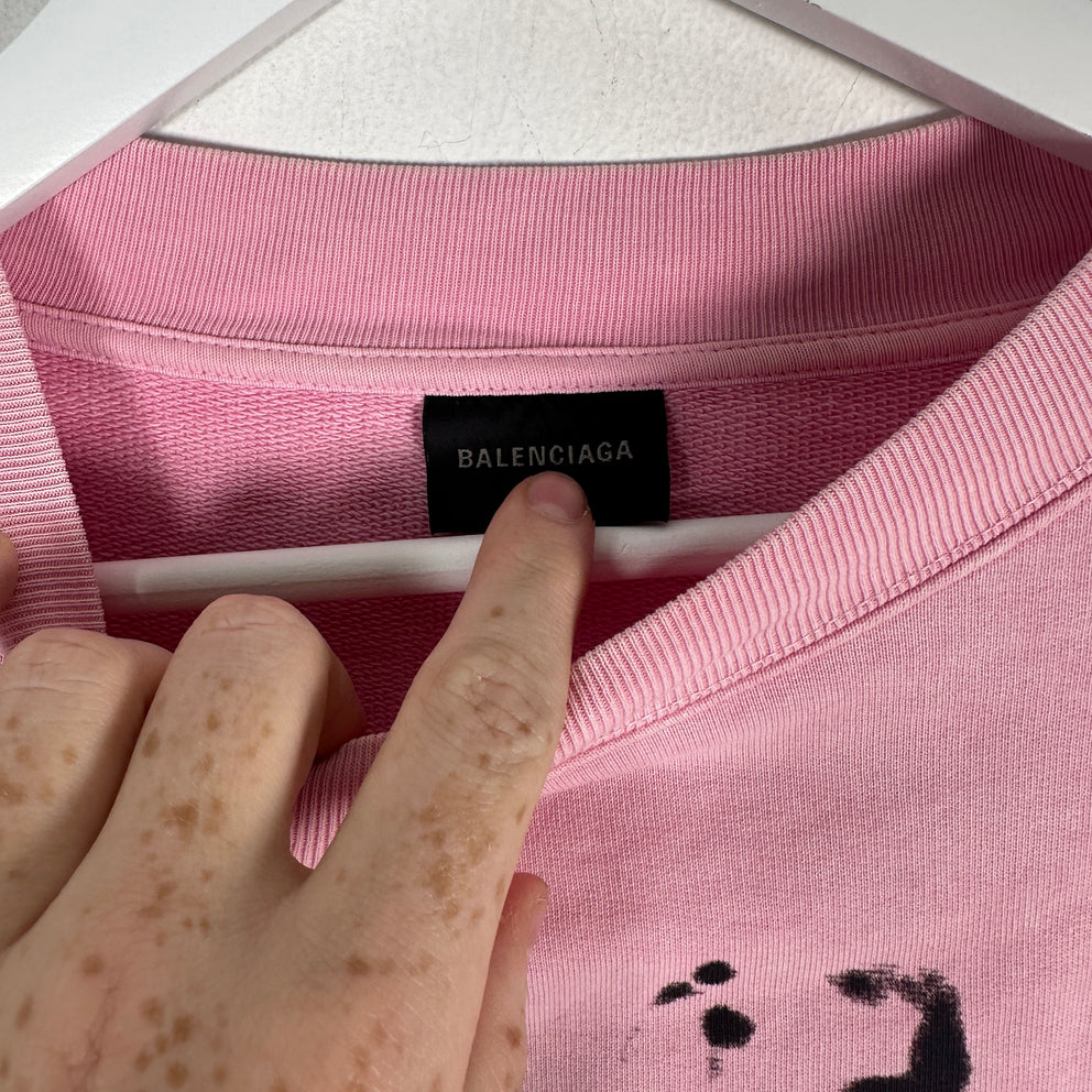 Balenciaga Pink 'Hand Drawn' Logo Sweatshirt Size S