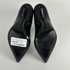 Saint Laurent Black Croc Embossed 'Opyum'  Ankle Boot Size 40